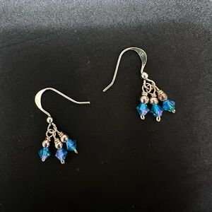 Blue Crystals Cluster Earrings